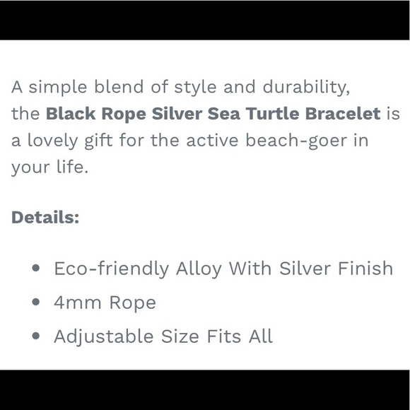 🎁 2 LEFT‼️ NEW 🏝 SILVER-TONE SEA TURTLE BLACK KNOTTED ROPE BRACELET One Size - Picture 5 of 5